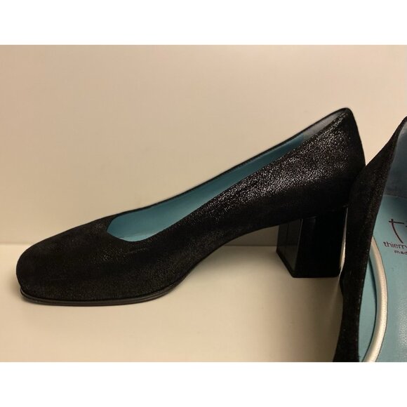 Thierry Rabotin EU 39 Black Pumps Soft Textured Leather Patent Heel Italy US 5.5 - Picture 8 of 12